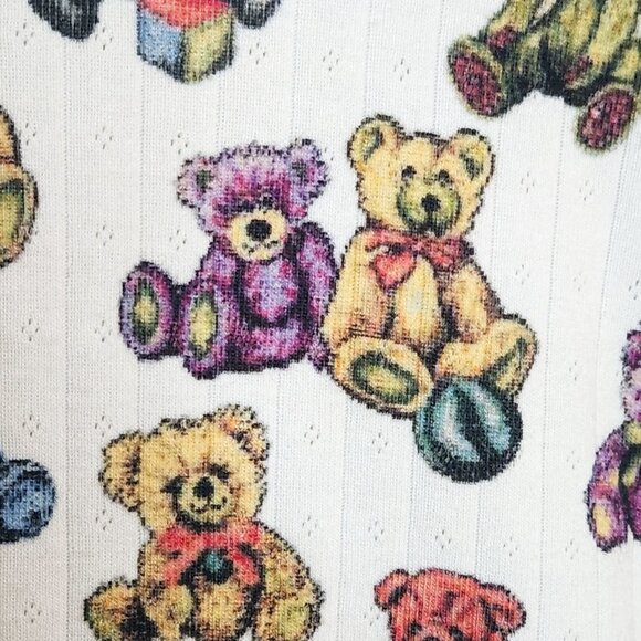 Teddy Fresh Women's Medium Multicolored Teddy Bears Long Sleeve Shirt - Picture 4 of 5